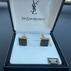 Yves Saint Laurent Gold and Onyx Cufflinks